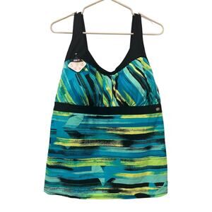 ZeroXposur Multicolor Peasant Tankini Swimsuit Bathing Suit Top NWT Size 2X